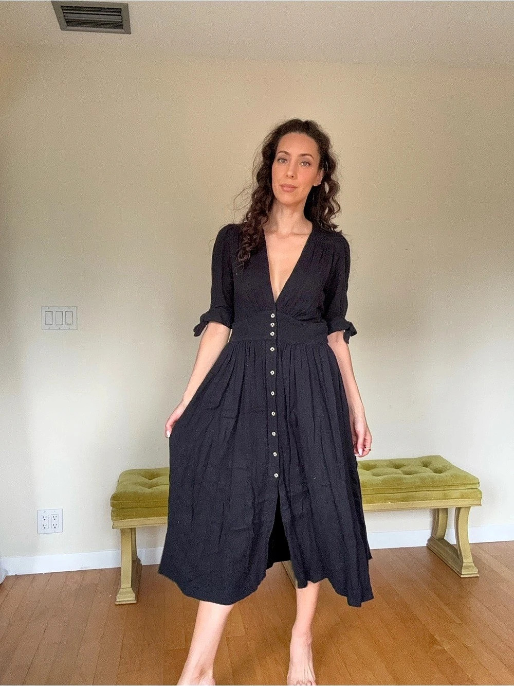 Free people Black Midi Dress Like New